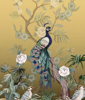 Rollo lichtundurchlässig Pfau auf einem Baum