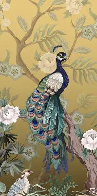 Rollo lichtundurchlässig Pfau auf einem Baum