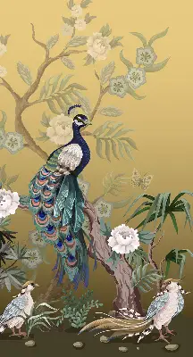 Rollo lichtundurchlässig Pfau auf einem Baum