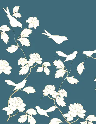 Fenster rollo Weiße Vögel auf weißen Blüten