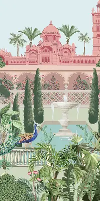 Verdunkelungsrollo Schloss mit Garten