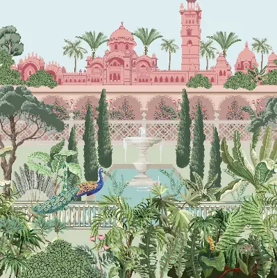 Verdunkelungsrollo Schloss mit Garten