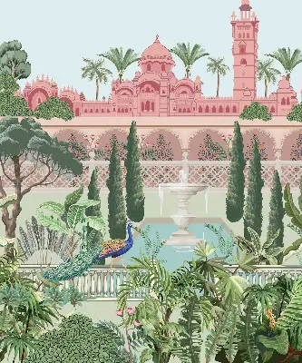 Verdunkelungsrollo Schloss mit Garten