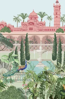 Verdunkelungsrollo Schloss mit Garten