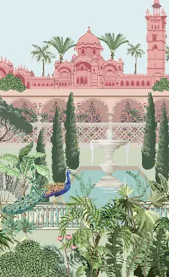 Verdunkelungsrollo Schloss mit Garten