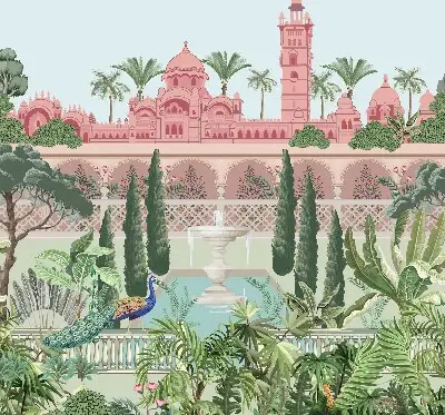 Verdunkelungsrollo Schloss mit Garten