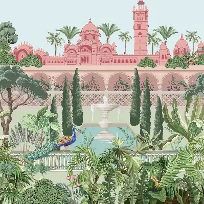 Verdunkelungsrollo Schloss mit Garten