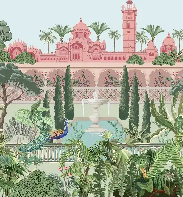 Verdunkelungsrollo Schloss mit Garten