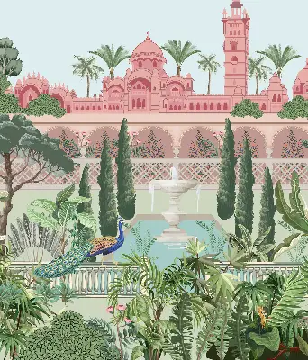Verdunkelungsrollo Schloss mit Garten