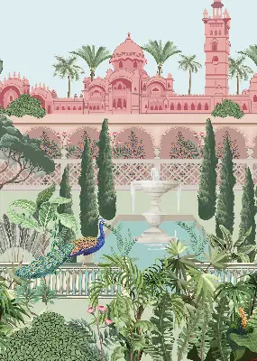 Verdunkelungsrollo Schloss mit Garten