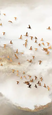 Rollo lichtundurchlässig Ein Vogelschwarm