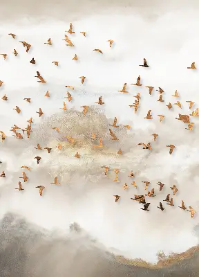 Rollo lichtundurchlässig Ein Vogelschwarm