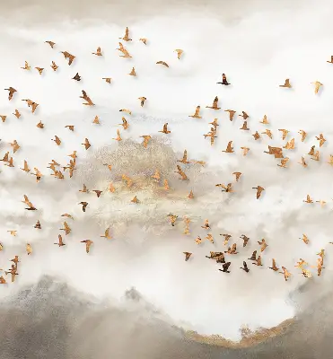 Rollo lichtundurchlässig Ein Vogelschwarm