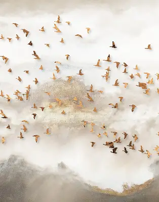 Rollo lichtundurchlässig Ein Vogelschwarm