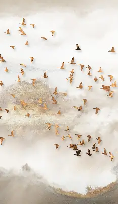 Rollo lichtundurchlässig Ein Vogelschwarm