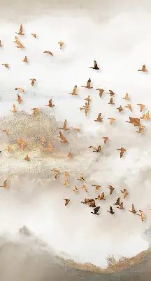Rollo lichtundurchlässig Ein Vogelschwarm