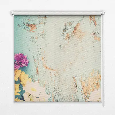 Rollo lichtundurchlässig Blumen auf blauem Hintergrund