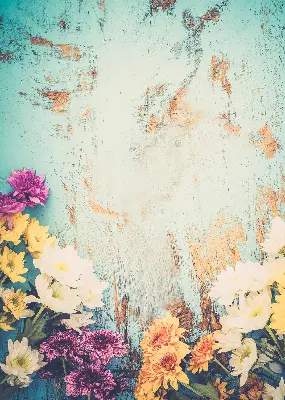 Rollo lichtundurchlässig Blumen auf blauem Hintergrund