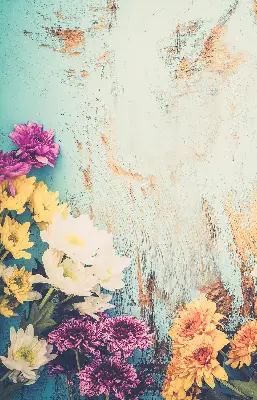 Rollo lichtundurchlässig Blumen auf blauem Hintergrund