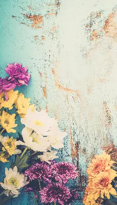 Rollo lichtundurchlässig Blumen auf blauem Hintergrund