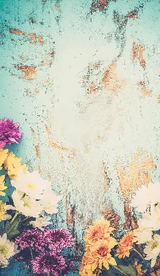 Rollo lichtundurchlässig Blumen auf blauem Hintergrund