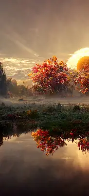 Verdunkelungsrollo Sonnenuntergang hinter den Bäumen