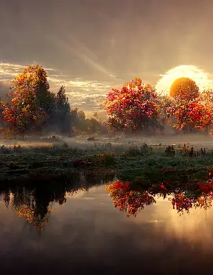 Verdunkelungsrollo Sonnenuntergang hinter den Bäumen