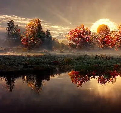 Verdunkelungsrollo Sonnenuntergang hinter den Bäumen