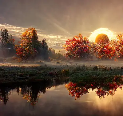 Verdunkelungsrollo Sonnenuntergang hinter den Bäumen