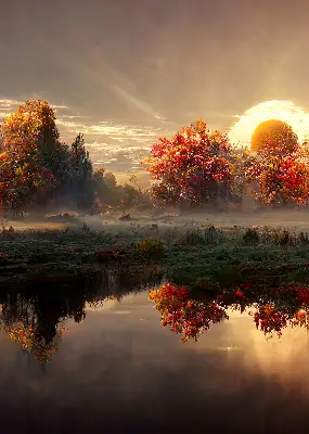 Verdunkelungsrollo Sonnenuntergang hinter den Bäumen