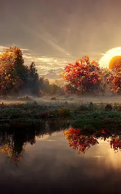 Verdunkelungsrollo Sonnenuntergang hinter den Bäumen