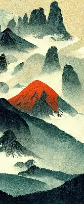 Verdunkelungsrollo Berge im Nebel
