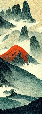 Verdunkelungsrollo Berge im Nebel