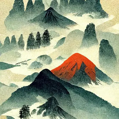 Verdunkelungsrollo Berge im Nebel