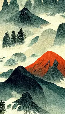 Verdunkelungsrollo Berge im Nebel