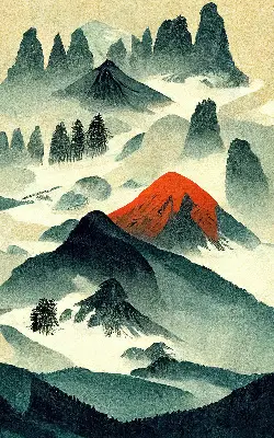 Verdunkelungsrollo Berge im Nebel
