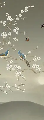 Fenster rollo Vögel auf einem Ast