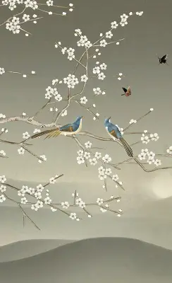 Fenster rollo Vögel auf einem Ast