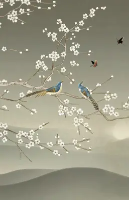 Fenster rollo Vögel auf einem Ast