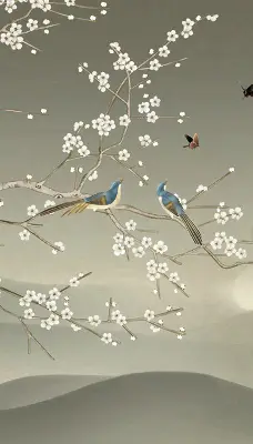 Fenster rollo Vögel auf einem Ast