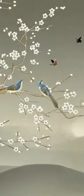 Fenster rollo Vögel auf einem Ast