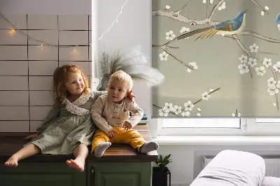 Fenster rollo Vögel auf einem Ast