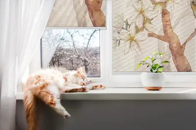 Verdunkelungsrollo Vögel auf einem Baum mit Blüten
