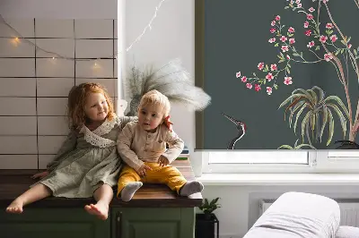 Fenster rollo Vögel am Rosenstrauch