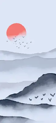 Rollo lichtundurchlässig Berge im Nebel