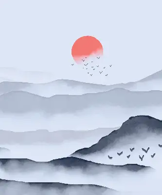 Rollo lichtundurchlässig Berge im Nebel