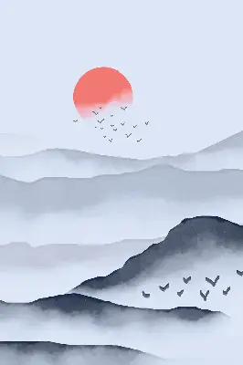 Rollo lichtundurchlässig Berge im Nebel