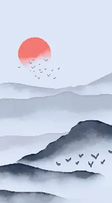 Rollo lichtundurchlässig Berge im Nebel
