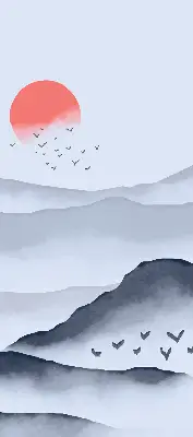 Rollo lichtundurchlässig Berge im Nebel