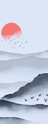 Rollo lichtundurchlässig Berge im Nebel